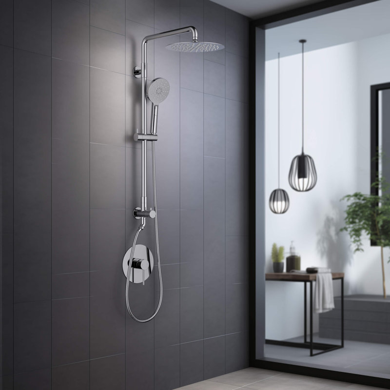 Dual Function Complete Shower System with Rough in-Valve, Chrome