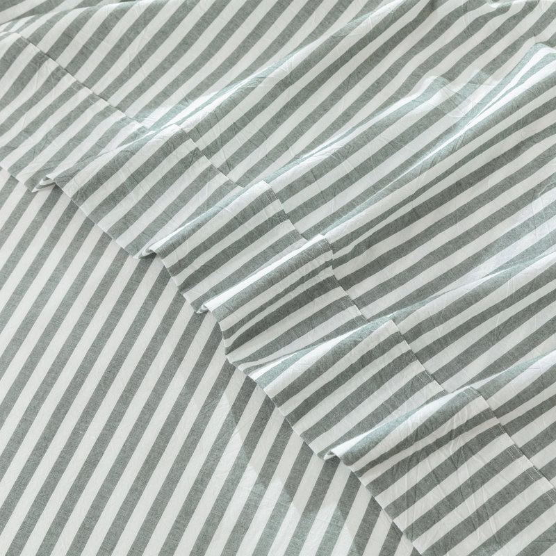 Ensemble de draps 100% coton lavé MooMee, Ensemble de draps pour grand lit avec 2 taies d'or