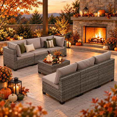 7-Piece Outdoor Patio Conversation Set With Table
