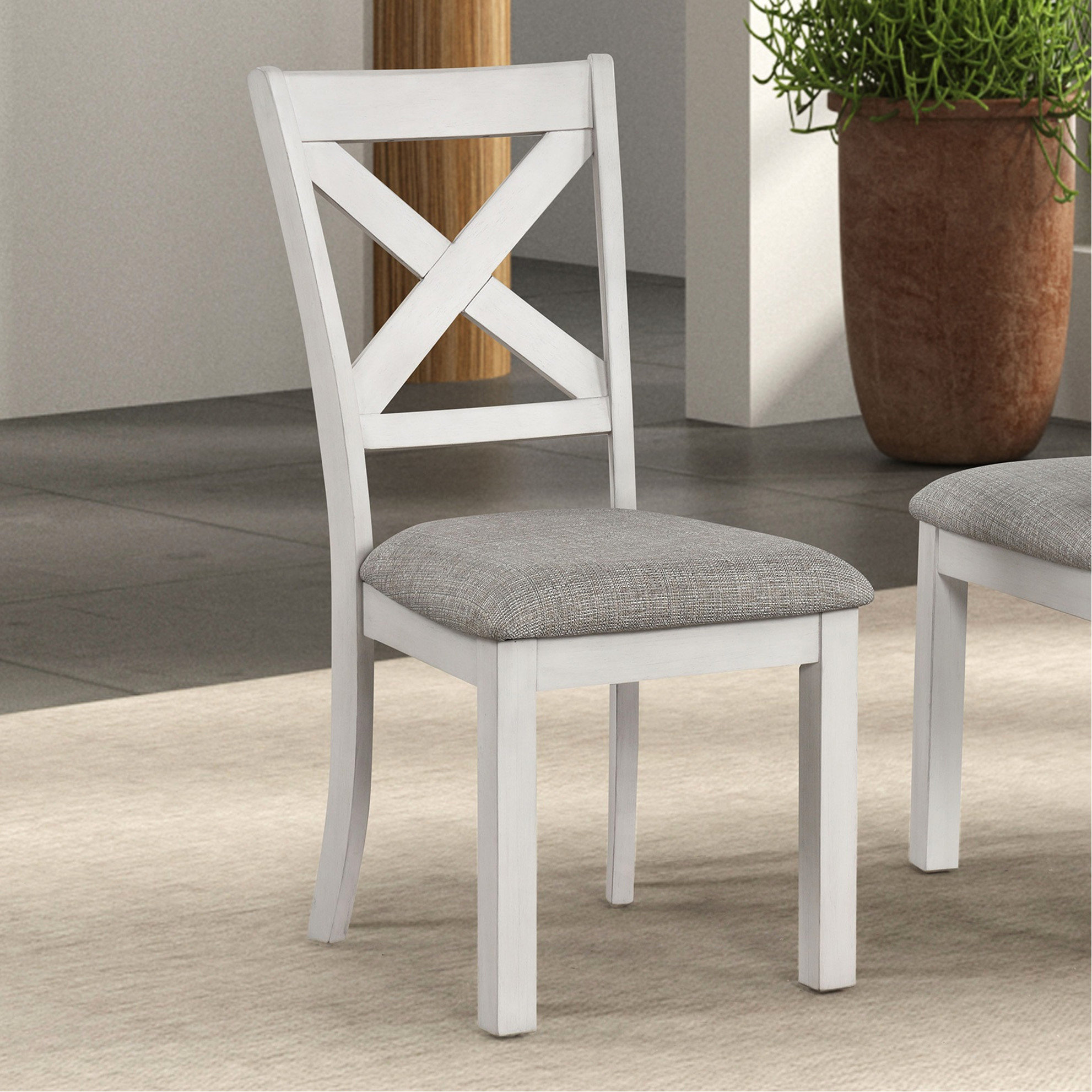 One Allium Way® 2pcs Transitional Rustic Cross Back Dining Chairs Of ...