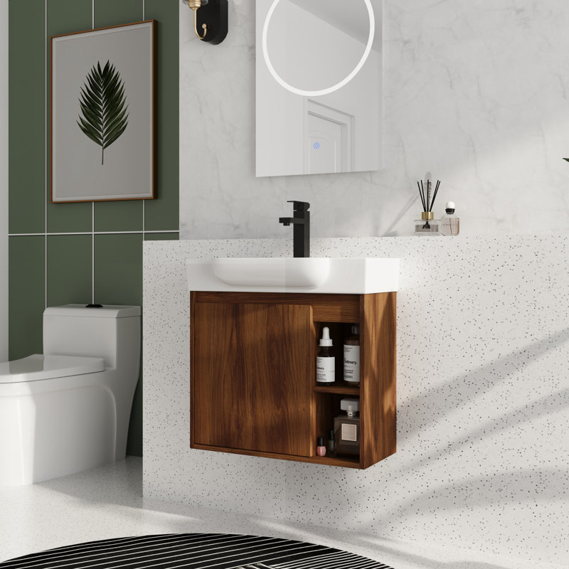 Meuble-lavabo simple 24 po avec comptoir en céramique