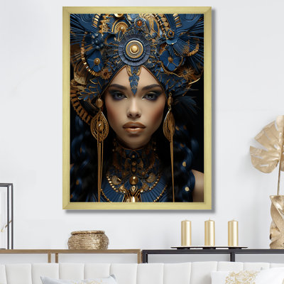 Or doré, reine Néfertiti d'Egypte, portrait - femme afro-américaine, art mural