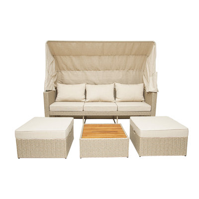 Premium All-Weather Wicker 5 - Person Patio Conversation Set
