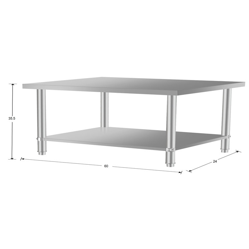Table de cuisine 60 po x 24 po en acier inoxydable d'une hauteur de 35,5 po, espace de travail de 60 po x 24 po de qualité commerciale, idéal pour les aliments