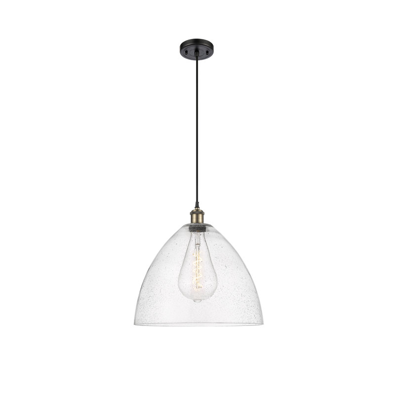 Luminaire suspendu en forme de dôme à 1 lumière Haide, Ampoule non incluse, H 18,75 po x l 16 po x P 16 po