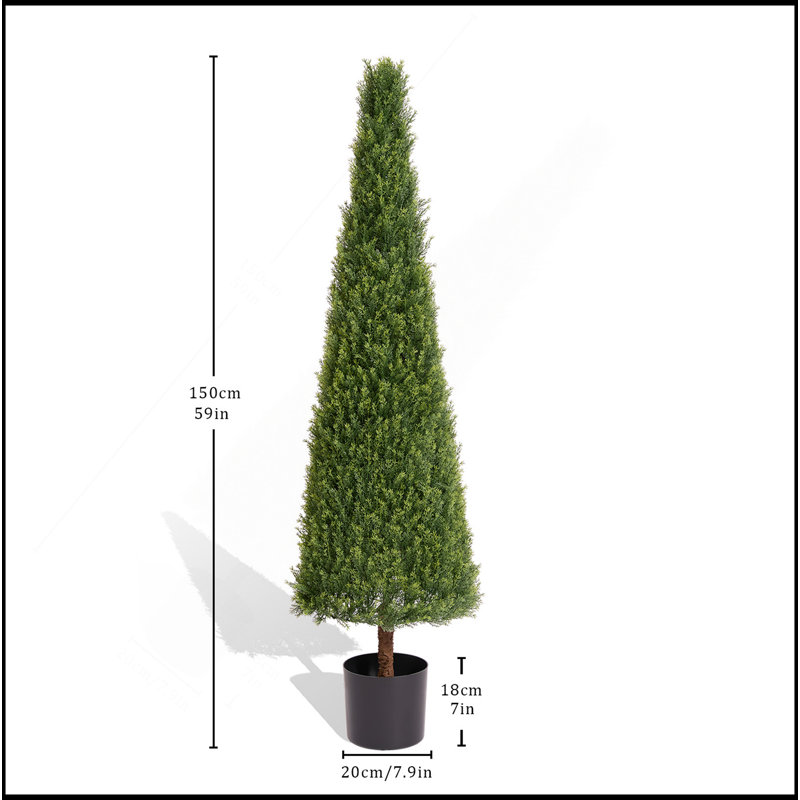 Arbre topiaire artificiel en bois de buis artificiel en pot décorations d'arbres pour le salon extérieur 150 cm 1 pièce / ensemble
