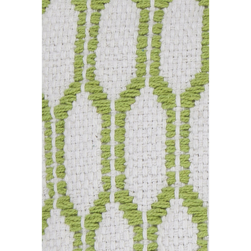 Wool Removable Cover Pillow Throw Authentic Handmade Square Polyester Fill Green & White Non-Reversible Raised Geometric Trellis With White Cotton Backing