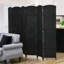 Paravent 6 panneaux d'intimité, paravent de 5,6 pi de hauteur. Noir pour bureau à domicile, chambre à coucher. Cloison murale avec fascination tissée à la main élégante et cloison supérieure arquée, glamour autoportant