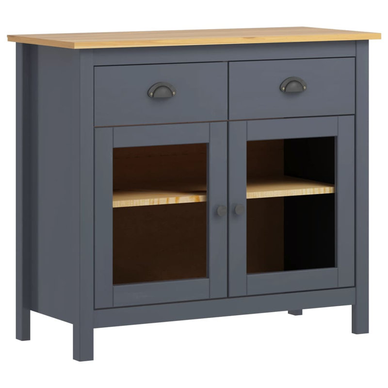 Mickelson Free-Standing Cabinet 90x40x80 cm, Grey/Honey Brown