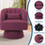 Fauteuil demi-tonneau pivotant en velours côtelé avec dossier rayé, siège d'appoint rond moelleux pour le salon-1331599429-1331599432