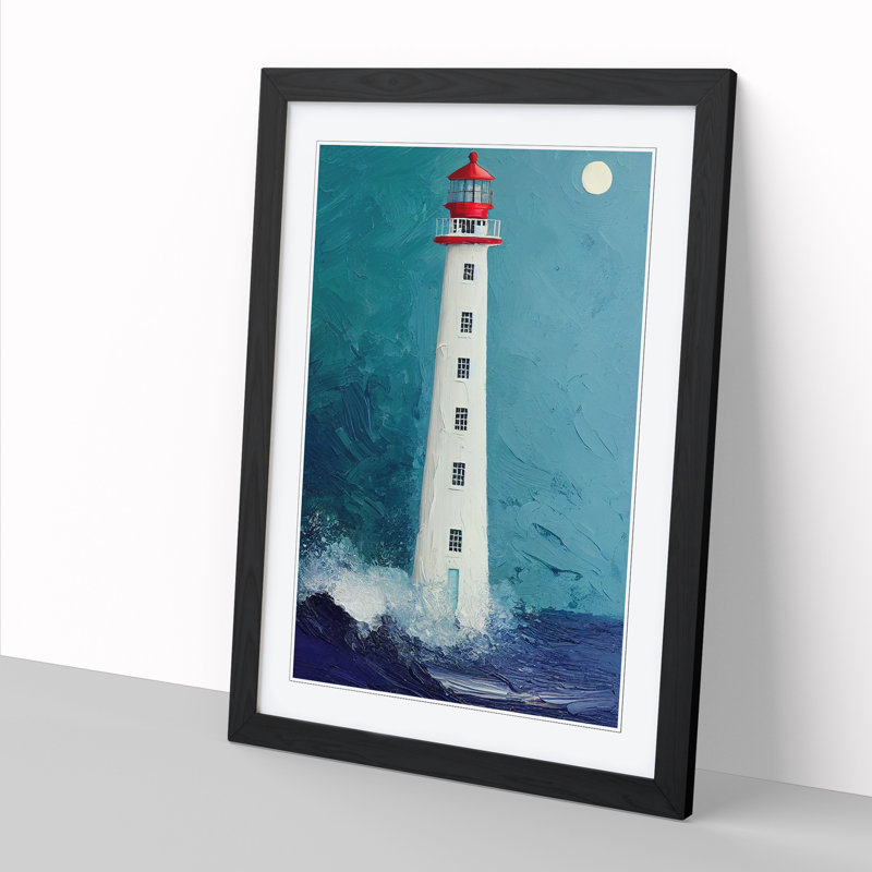Lighthouse Painted Vol.7 - Picture Frame Print, Black, 34cm H x 25cm W x 2cm D