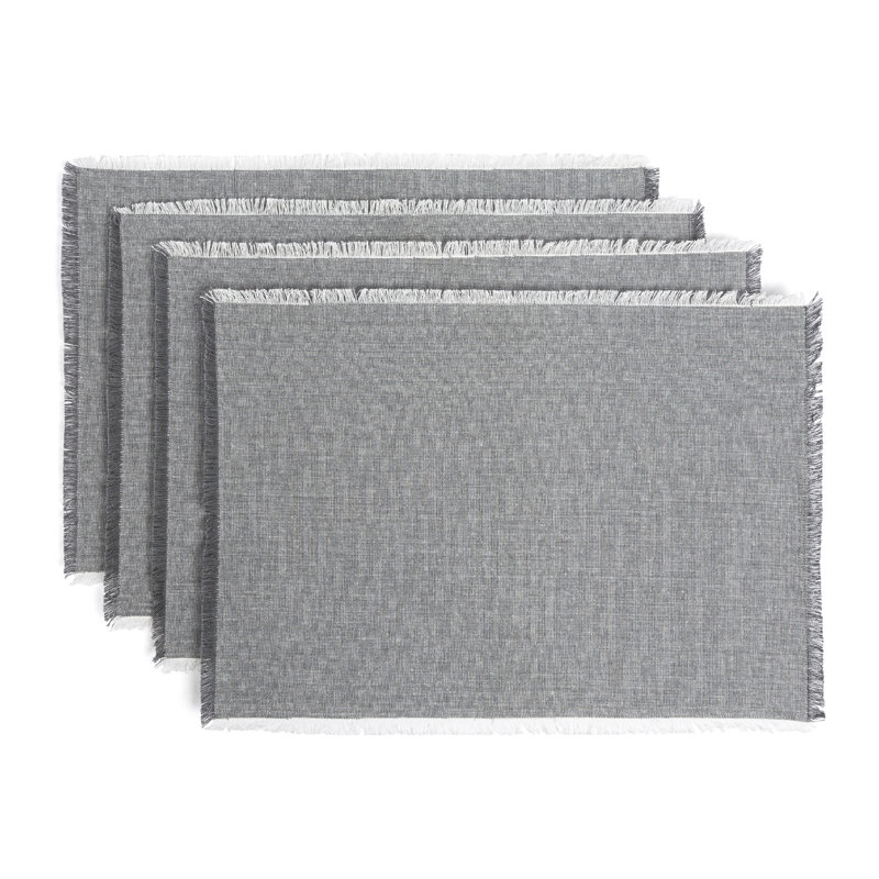 Ensemble de 4 napperons en chambray, Gris