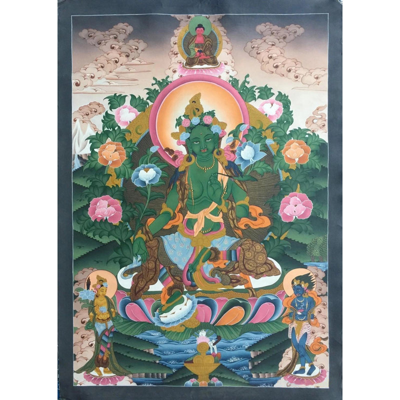 Vert Tara Thangka (Thangka sans brocart)