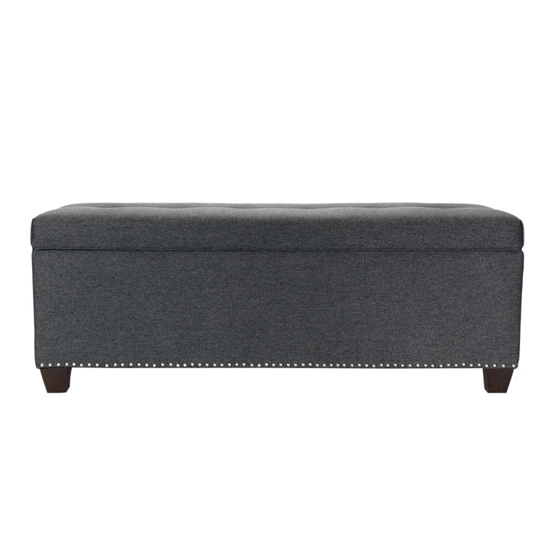 Lalonde Polyester Blend Upholstered Storage Bench, Gray, Yes