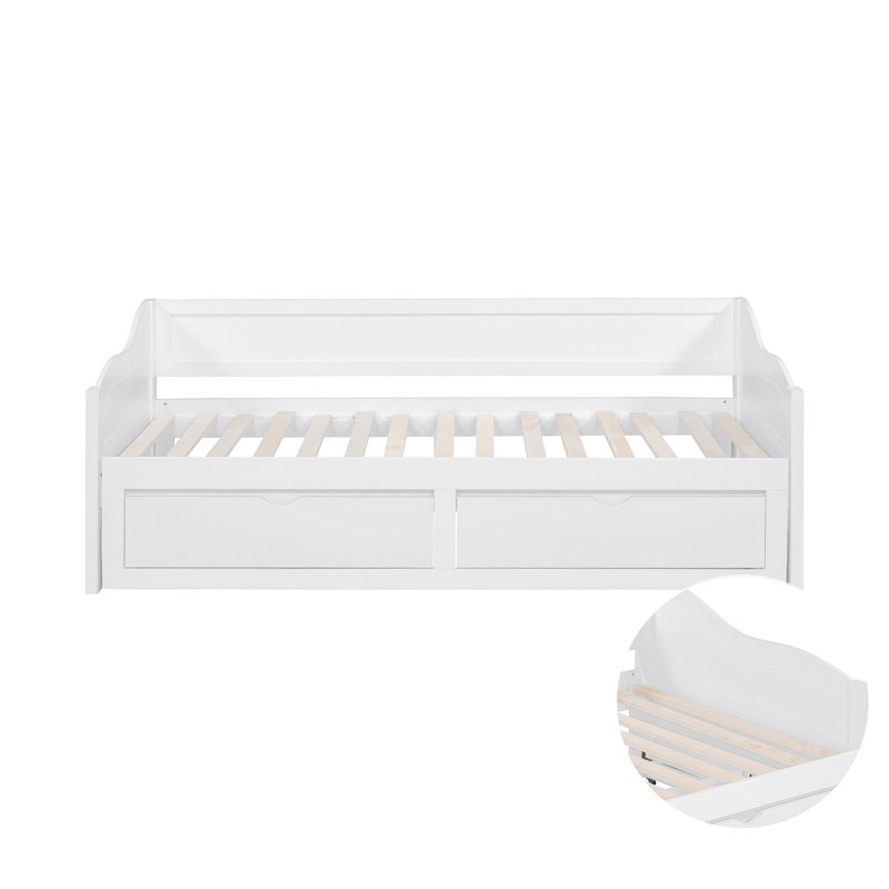 Lit de jour extensible en bois avec lit gigogne et tiroirs de rangement pour une solution de couchage polyvalente et multifonctionnelle dans la chambre d'amis