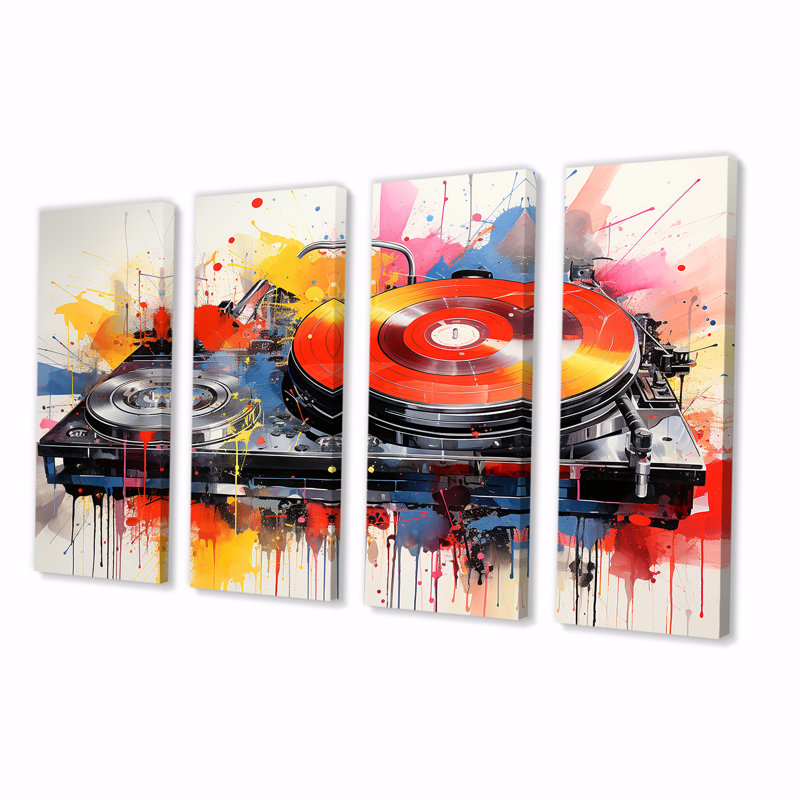Ensemble de 4 plaques tournantes Pop Art, H 28 po x l 48 po