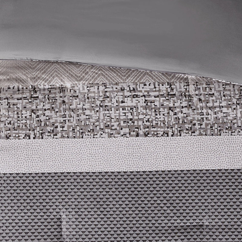 Literie pour très grand lit - Tissu respirant gris / taupe 7 pièces, Grey/Taupe