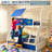 Arozu Twin Over Full Bunk Bed with Trundle & Stickers - Pine Wood Kids Bed with Night Sky Guard Rail & Ladder - Navy Blue & White-738681817