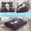 Fauteuil à billes 3-en-1 convertible pour adultes, housse lavable en peluche à chevrons, canapé-lit à usages multiples, gris foncé foncé-129227378-133996171