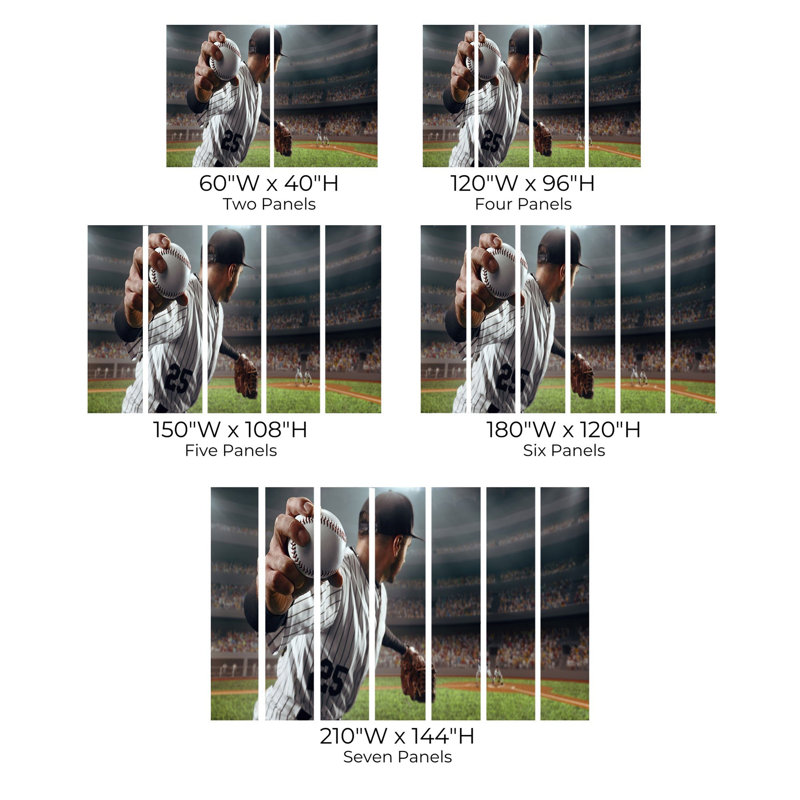 Murale pelez et collez de qualité supérieure - Baseball Pitch Action, L 144 po x l 210 po