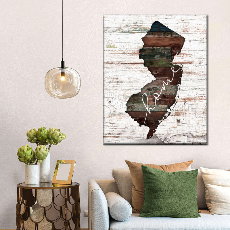 New Jersey Home Map sur impression sur toile, H 10 po x l 8 po x P 1 po