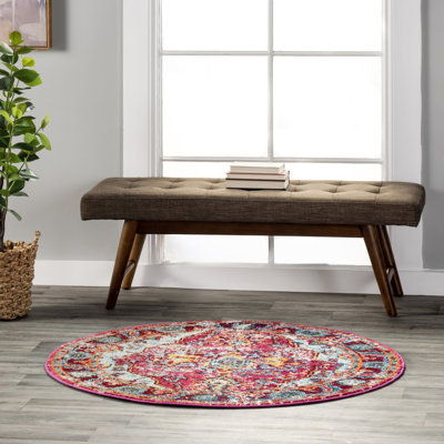 Juliemarie Vintage Bohemian Power Loom Performance Pink Rug