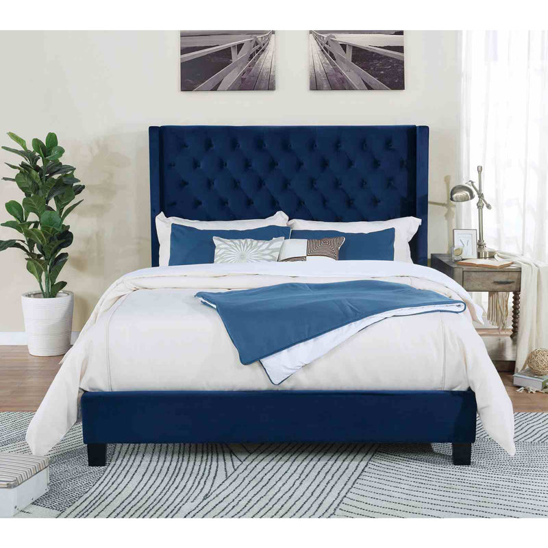 Meuble de chambre à coucher moderne 1pc, Grand lit, Marine
