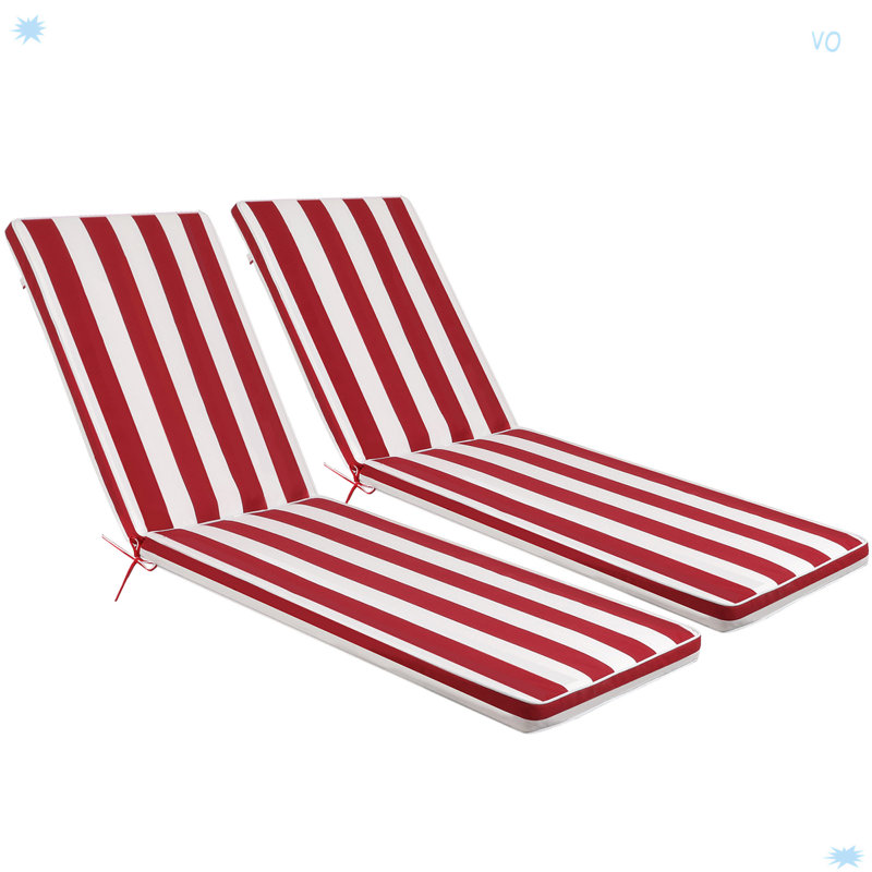 Ensemble de 2 pièces de mobilier de terrasse pour l'extérieur, Rayures rouges / blanches, Coton