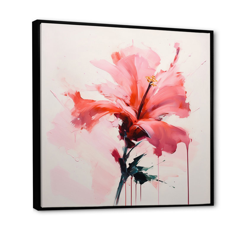 «Coral Elegance Single Rose Rose Blossoming» sur impression sur toile, H 30 po x l 30 po, Cadre flottant noir