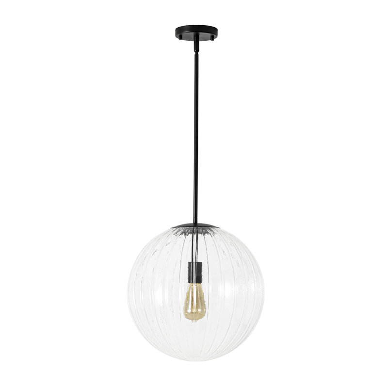 Luminaire suspendu sphérique en verre 1 lumière, Noir