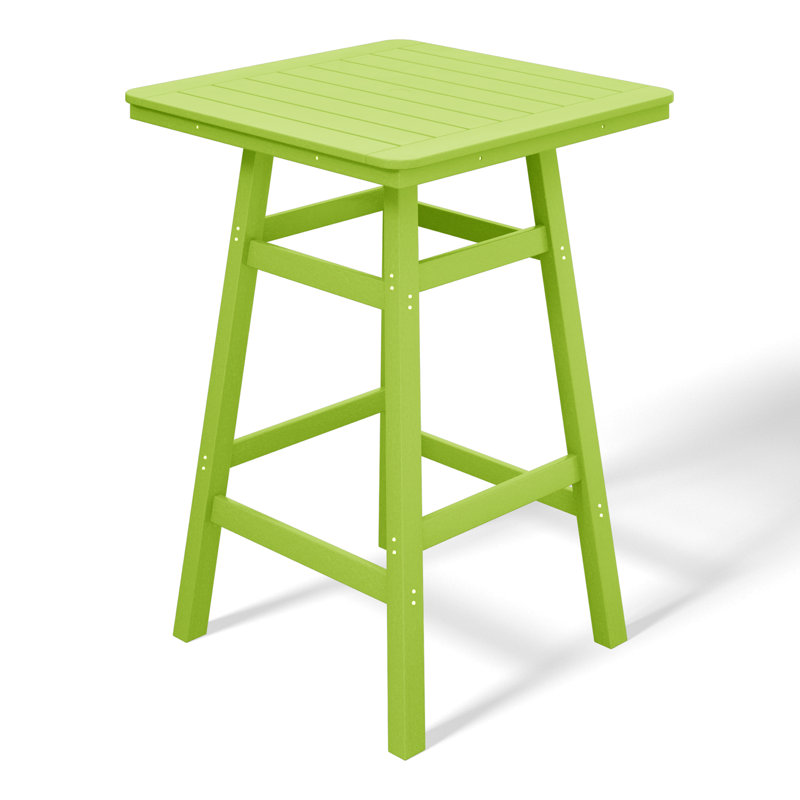 Laguna Square Outdoor Bar Table With Umbrella Hole , 30.7'' in. W 30.7'' in. D, Light Green