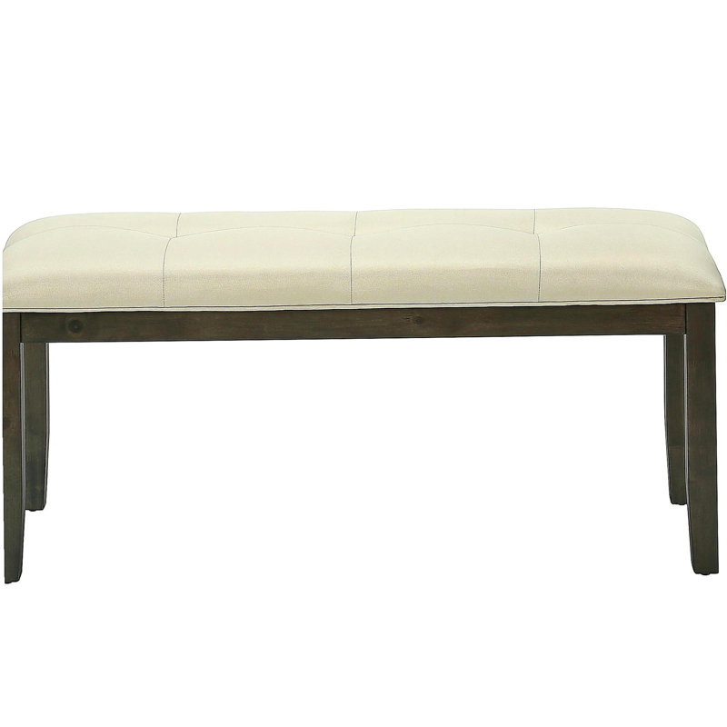Canapé, rectangulaire de 44 pouces, salle à manger, entrée, cuisine, couloir, tapissier, bois, tissu crème, bois massif gris, style transitionnel