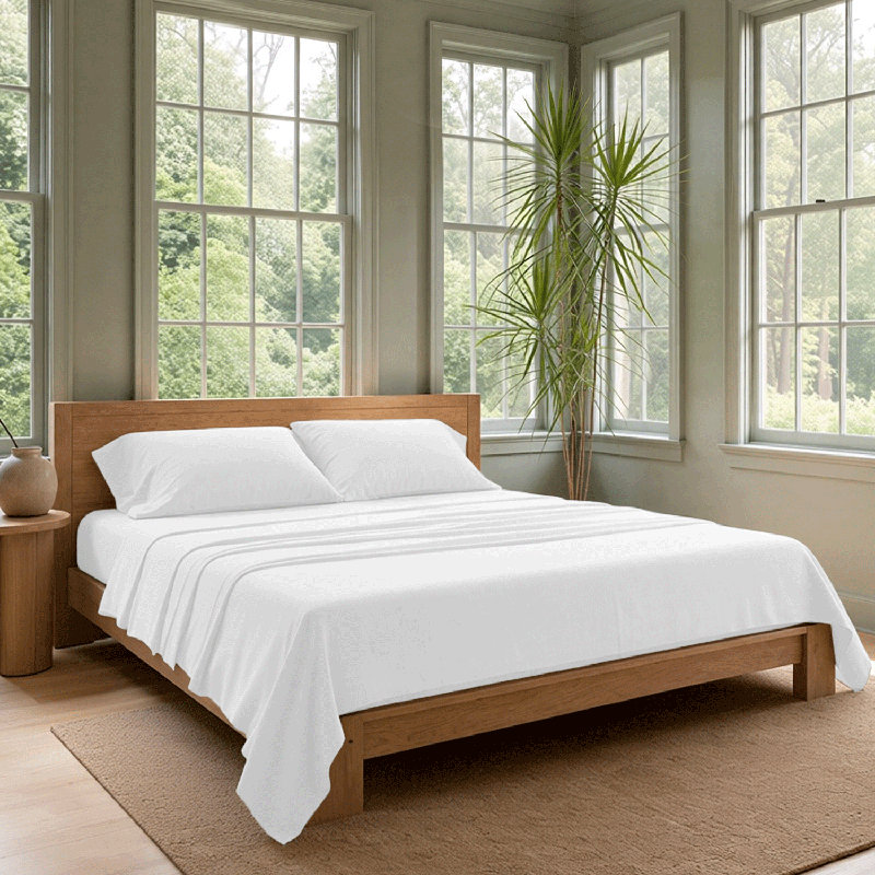 Fil 100% coton biologique | Draps en percale pour un confort frais et frais, Bright White Solid