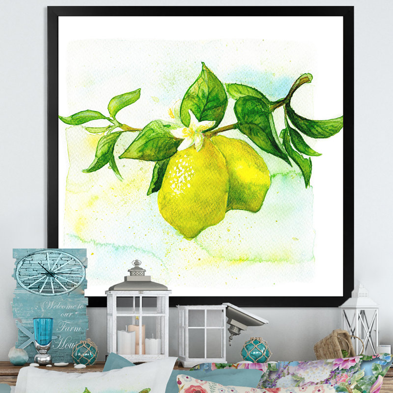 Kitchen Kitchen Citrus II - Décoration murale sur toile Farmhouse, H 30 po x l 30 po x P 1 po, Cadre photo noir