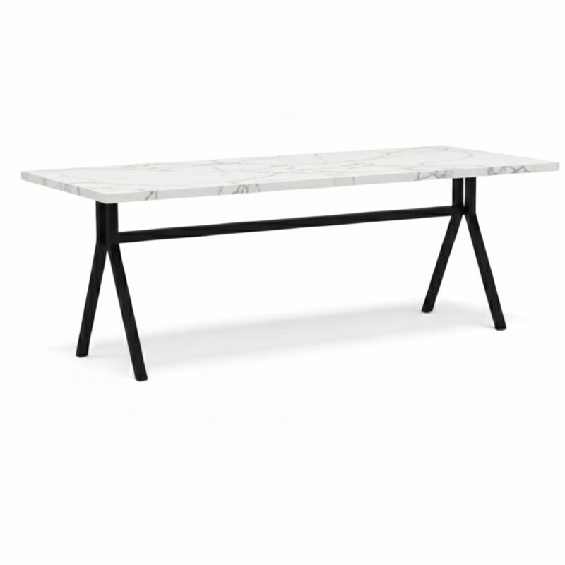 Strut Dining Table, White, 30"H x 60"L x 42"W, Black