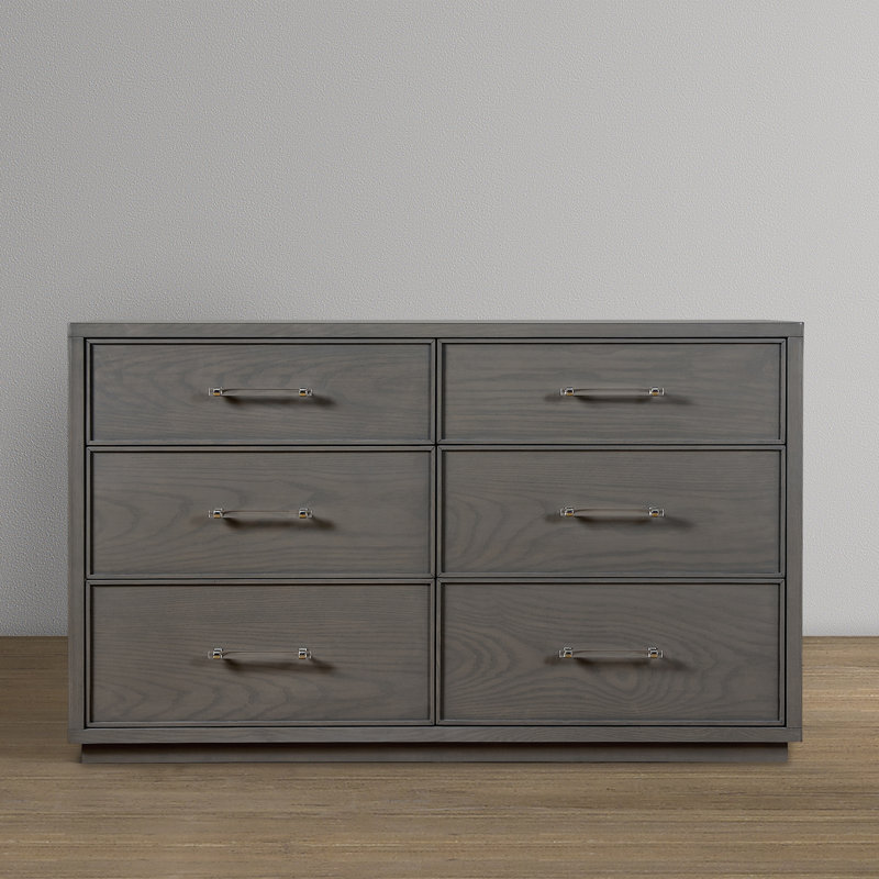 Vienna 6 Drawer Dresser, Darkwash Ash With Acrylic