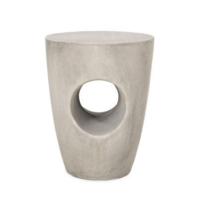 Concrete Outdoor Side Table In Grey - Enhances Patio Ambiance Stylish Adds Charm To Spaces,