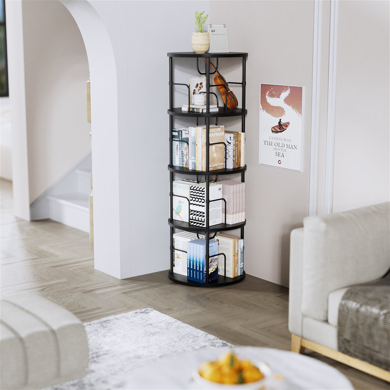 Bibliothèque Mykelti, Noir, (4 tablettes) H 50,7 po x l 17,7 po x P 17,7 po