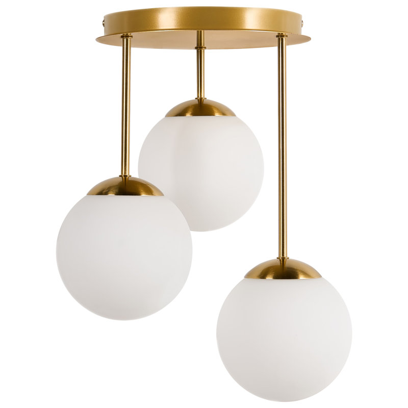 - Light Cluster Pendant, Brass, 3, 43cm H x 35cm W x 35cm D