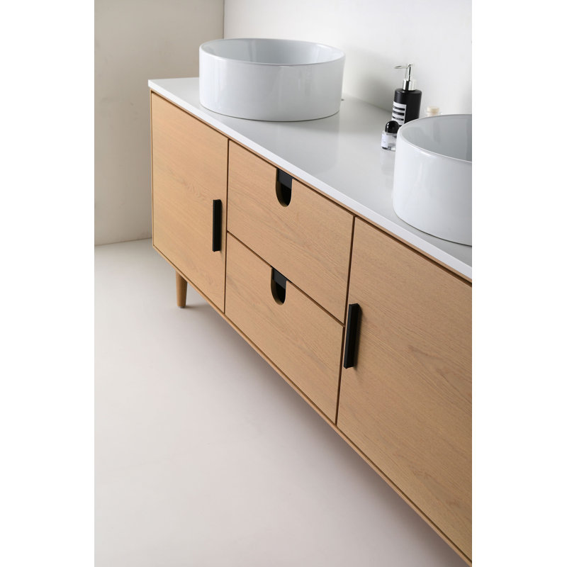 Portree 72" W Double Vanity, Whitewash Oak