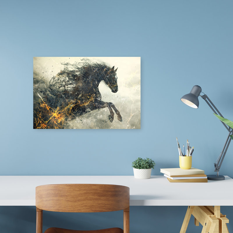 Fiery Horse Spirit, art dramatique abstrait éthéré, art mural