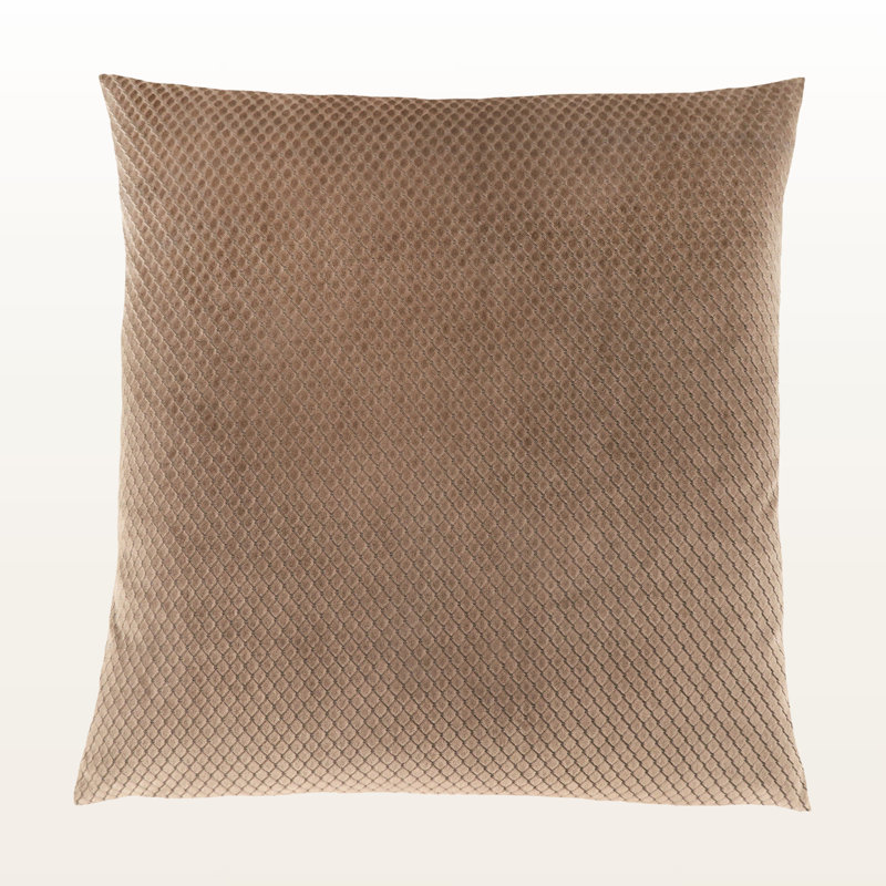 Rasa Beige Diamond Velvet Fabric Couch Throw Pillow, 17.75" H X 17.75" W X 5.86" D