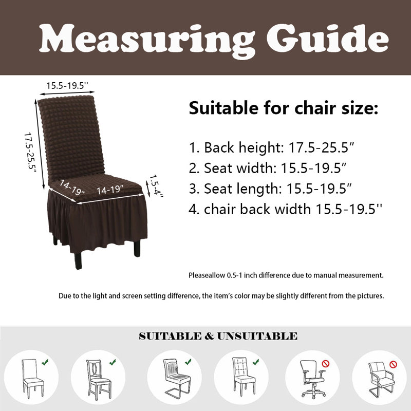 Housse pour chaise de salle à manger, housse extensible de chaise lavable avec jupe, ensemble de 4, Brun