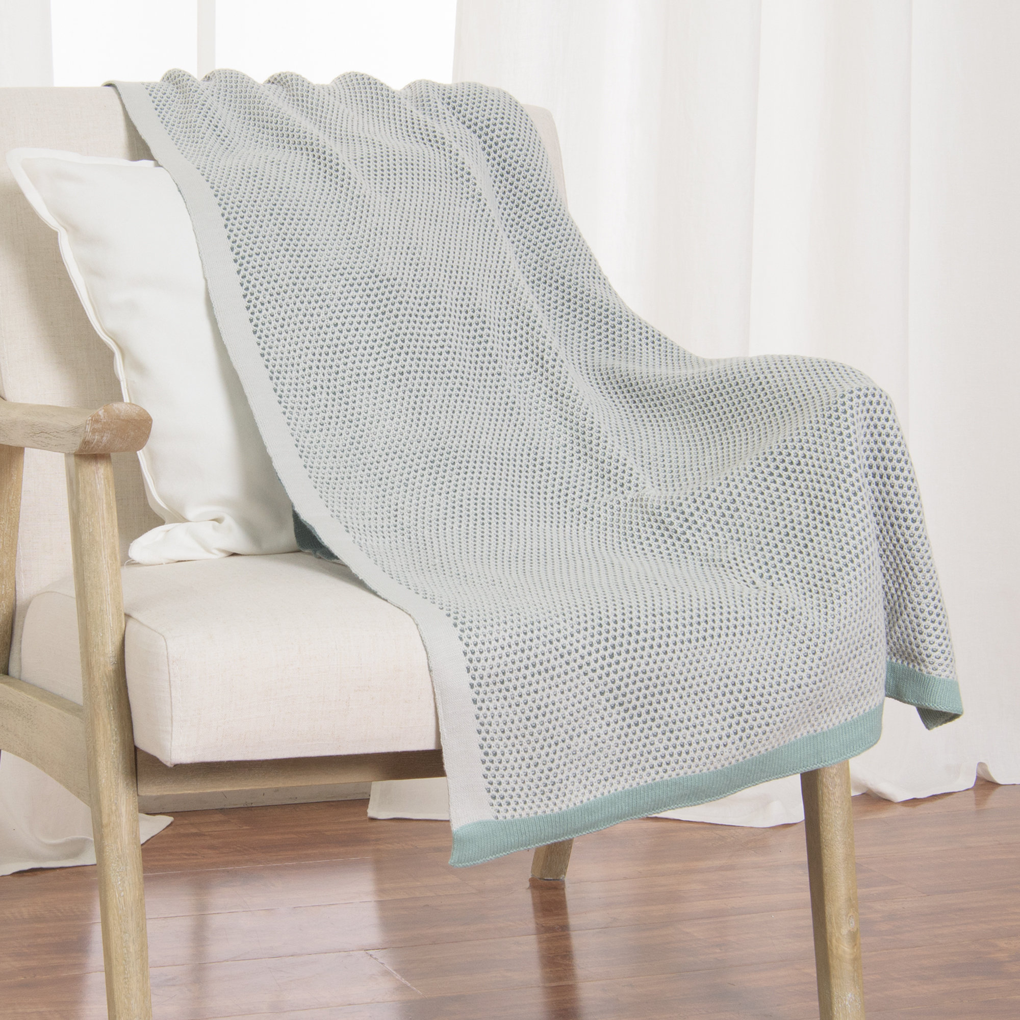 Hand Woven Throw Blanket, Blue