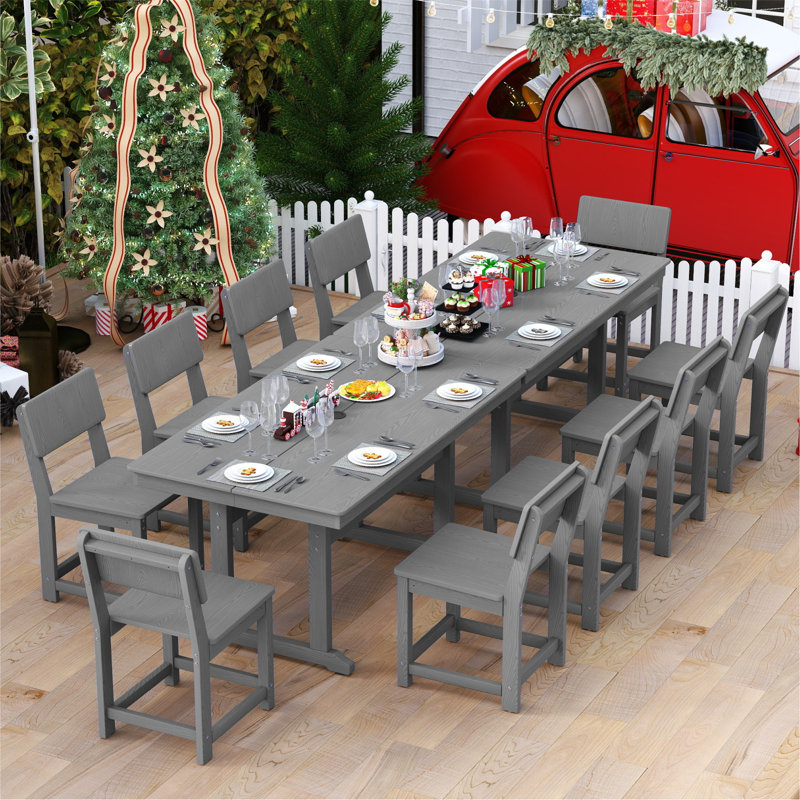 Ensemble repas 12 pièces pour patio, Gris, 10