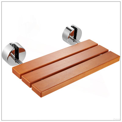 Siège de douche pliable en teck, banc de douche mural plié de 20,1 po x 13,2 po avec capacité de charge de 440 lb, chaise de douche pliante compacte Home Care pour les femmes enceintes et les enfants âgés