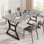 Grande table de salle à manger 70,9 po pour 6 personnes, table de cuisine rectangulaire avec pieds en métal robustes