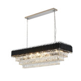 Mellissa 14 Light Black and Chrome Rectangular Chandelier With Crystal Accents