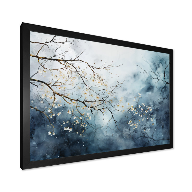 «Winter Tree Minimal Landscape II», reproduction sur toile, Cadre simple noir, H 12 po x l 20 po x P 1 po