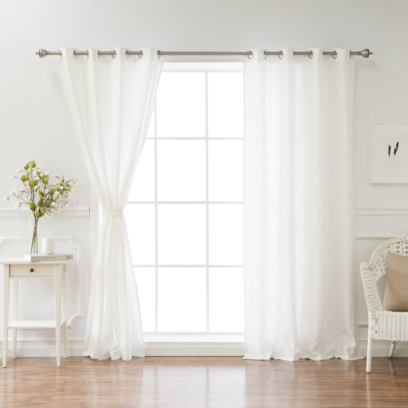 Kolambe Linen Semi Sheer Curtain Single Panel, Ivory, 52" W x 84" L